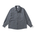 Unisex Oversized Shirt Jacket with Pinstripes, Chest Pocket and Boxy Cut Fashion Glam