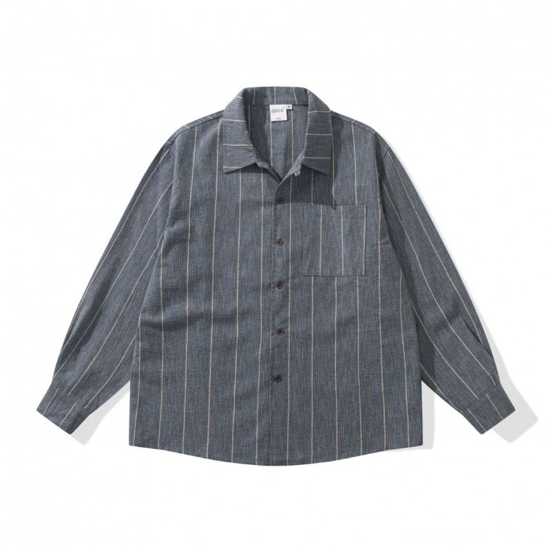 Unisex Oversized Shirt Jacket with Pinstripes, Chest Pocket and Boxy Cut Fashion Glam