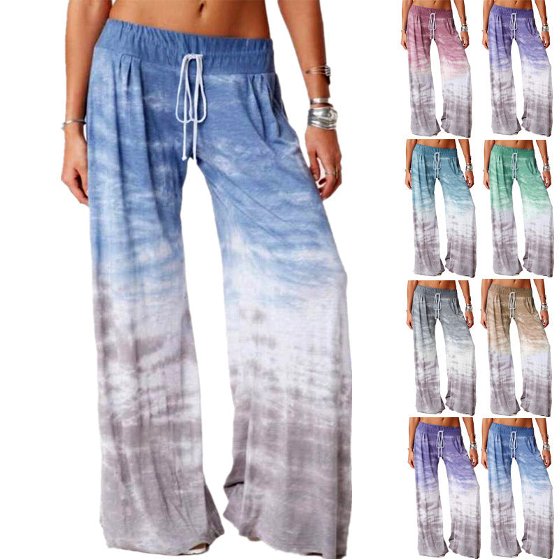 Ladies wide batik pants with drawstring, pleats, and side pockets Fashion Glam