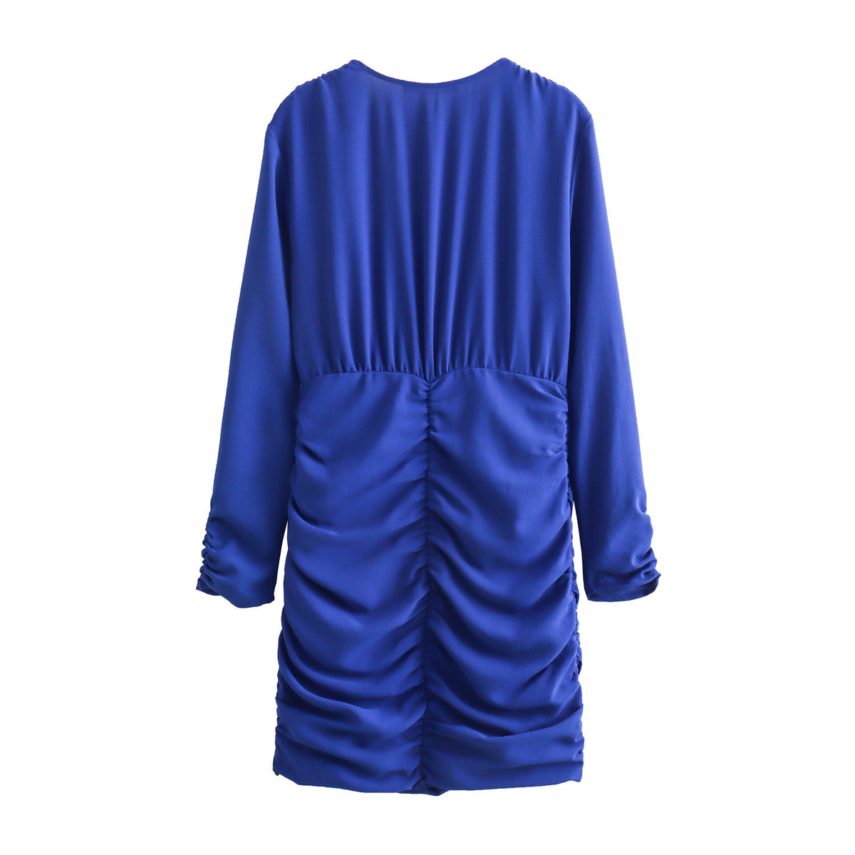 Women's Figure-hugging Mini Dress with Deep V-Neck and Side Gatherings Fashion Glam