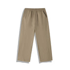Unisex Wide Relaxed Pants with Elastic Waistband, Drawstring and Decorative Stitching Fashion Glam