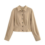 Women's short jacket with shirt collar and figure-flattering darts Fashion Glam