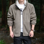 Men's fleece hooded jacket for outdoor with thermal lining, windproof surface and zip pockets Fashion Glam