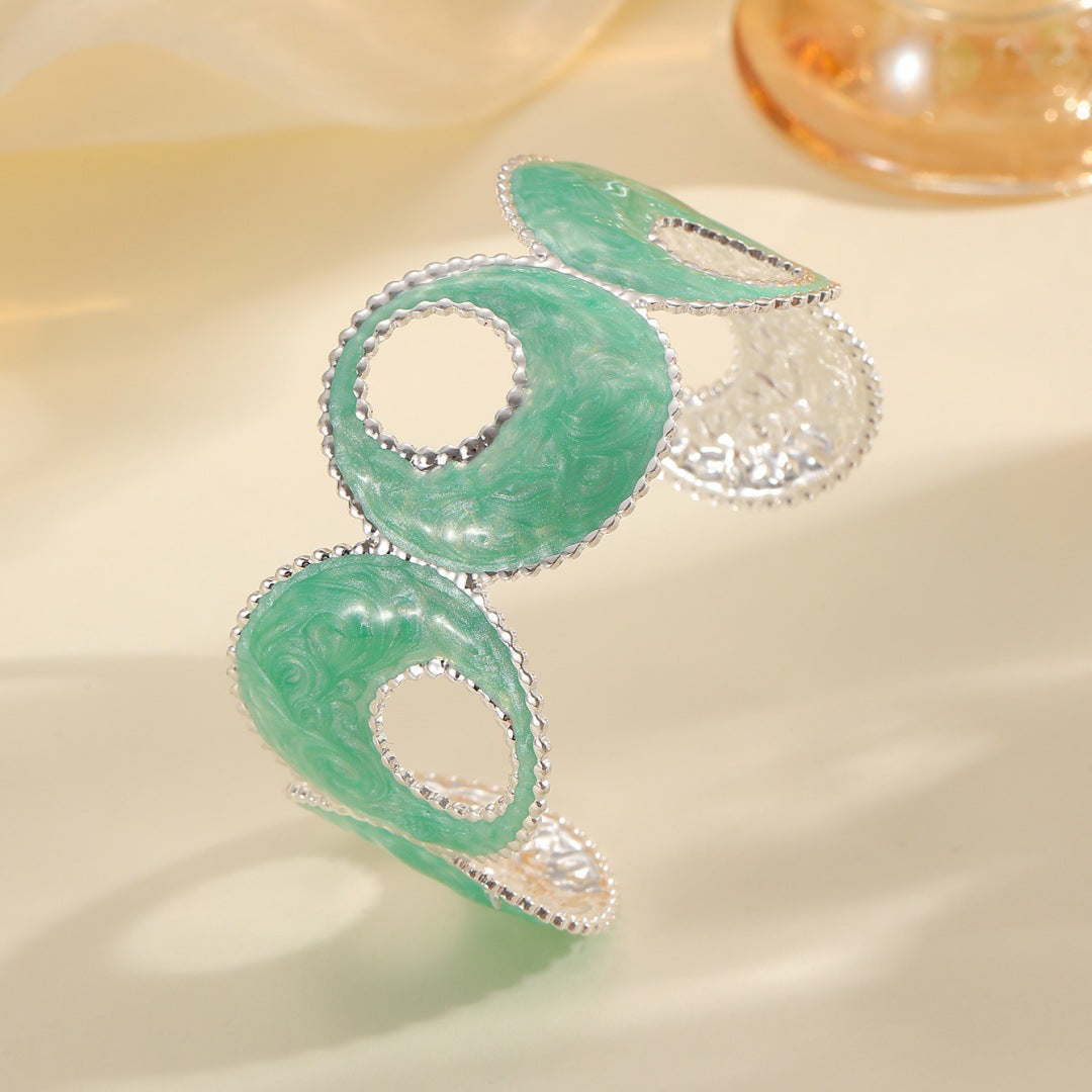 Women Open Bangle with artistic, multicolored design Fashion Glam