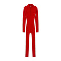 Women's Fitted Rib Knit Jumpsuit with Stand Collar, Zipper and Thumb Hole Fashion Glam