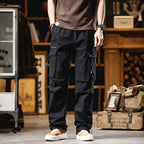 Men's cargo pants in utility look with multifunctional pockets and drawstring Fashion Glam