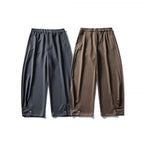 Men's loose ankle-length pleated pants with elastic waistband and adjustable hem Fashion Glam