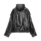 Women's faux leather crossover jacket in bomber style with high stand-up collar Fashion Glam