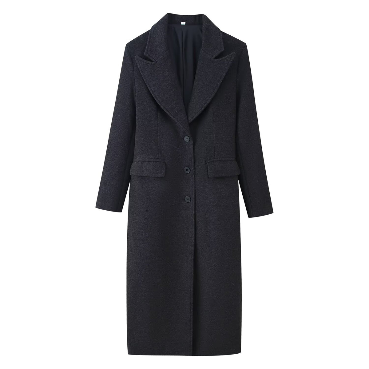Ladies Longline Wool Blend Coat with Shawl Collar and Flap Pockets Fashion Glam