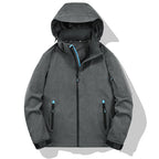 Men's Weather-Resistant Softshell Outdoor Jacket with Hood, High Collar, and Welded Seams Fashion Glam