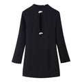 Women’s Longline Tunic with Central Keyhole and Decorative Buttons Fashion Glam