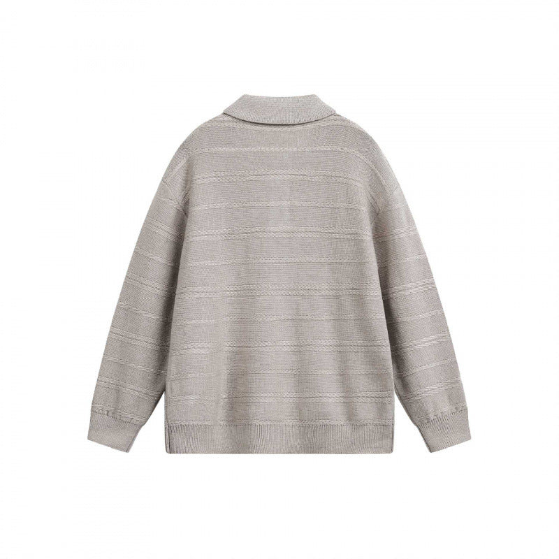 Unisex Lightweight Boxy Polo Knit Sweater with Half Button Placket and Shirt Collar Fashion Glam
