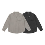 Unisex Boxy Shirt Jacket with Lapel Collar, Chest Pocket and Fine Pinstripe Fashion Glam