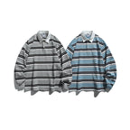Unisex Oversize-Long Sleeve-Rugby Shirt with Contrast Collar and Distinctive Striped Pattern Fashion Glam