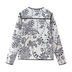 Women's Quilted Boxy Quilted Jacket with Paisley Print and Contrasting Piping Fashion Glam