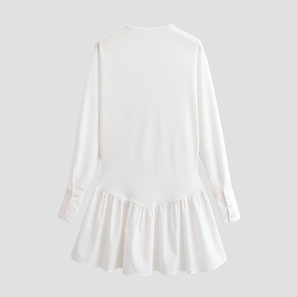Women Loose Long Sleeve Tunic Dress with Henley Button Placket and Tiered Skirt Fashion Glam
