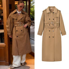 Women Longer tailored trench coat with double waist belt and epaulettes Fashion Glam