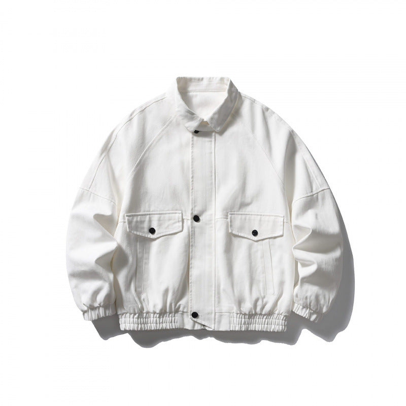Unisex short-cut boxy jacket made of denim with elastic hem and flap pockets Fashion Glam