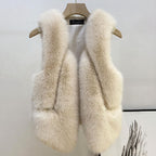 Women's Sleeveless High-Pile Faux Fur Vest with Tailored Fit and Inset Pockets Fashion Glam