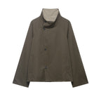 Women's short cape coat with high stand-up collar, concealed button placket and slanted pockets Fashion Glam