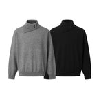 Unisex Boxy-Troyer with asymmetric funnel neck and snap button placket Fashion Glam