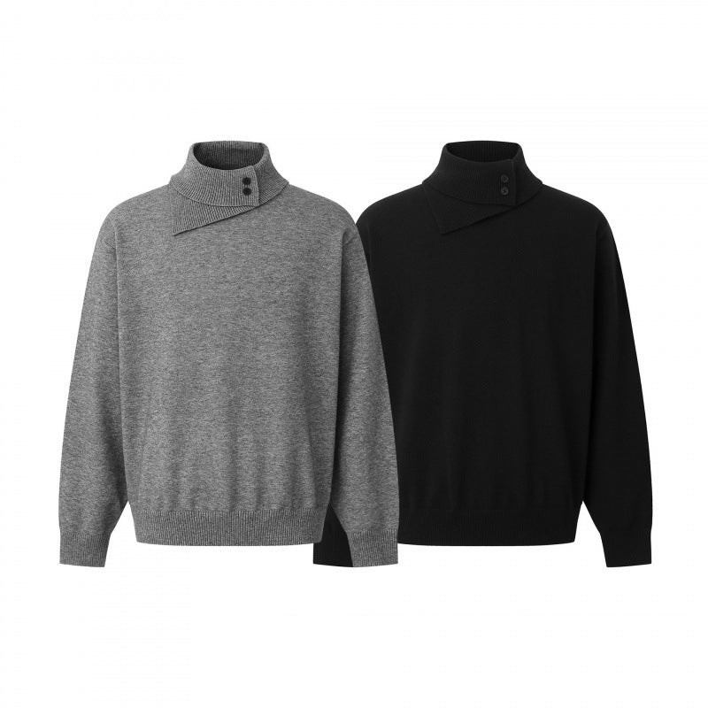 Unisex Boxy-Troyer with asymmetric funnel neck and snap button placket Fashion Glam