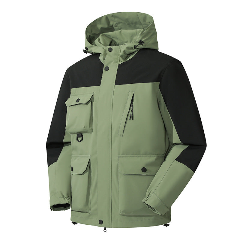 Men's Technical Utility Field Jacket with Hood, Multiple Pockets and Wind-Resistant Shell Fashion Glam
