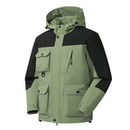 Men's Technical Utility Field Jacket with Hood, Multiple Pockets and Wind-Resistant Shell Fashion Glam
