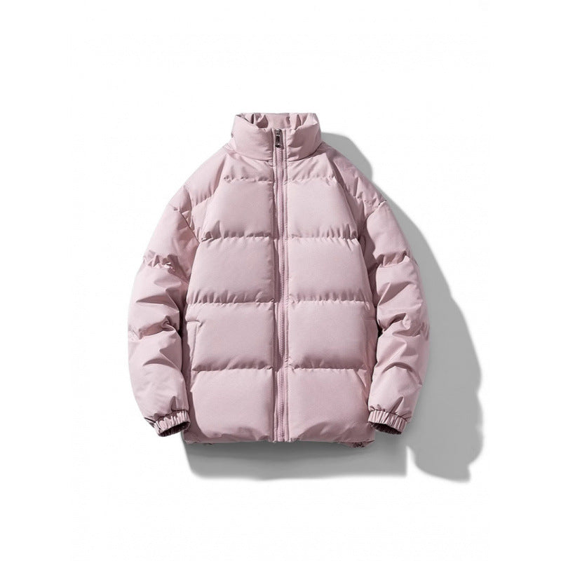 Unisex Lightweight Padded Down Look Puffer Jacket with Stand Collar and Two-Way Zipper Fashion Glam