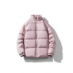 Unisex Lightweight Padded Down Look Puffer Jacket with Stand Collar and Two-Way Zipper Fashion Glam