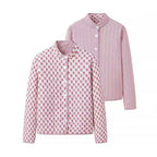 Ladies lightweight quilted stand collar jacket with allover print and mother-of-pearl buttons Fashion Glam