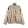 Women’s short jacket in military style with epaulets, patch chest pockets, and elastic hem Fashion Glam
