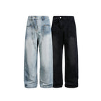 Women's Wide High-Waist Denim Pants with Curved Front Pockets Fashion Glam
