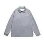 Men's Waffle Knit Half-Zip Pullover with Polo Collar Fashion Glam