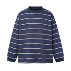 Unisex locker-fit structured knit sweater with round neck and maritime stripes Fashion Glam