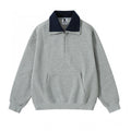 Unisex Oversize Half-zip Sweatshirt with contrasting Kent collar, kangaroo pocket, and ribbed cuffs Fashion Glam