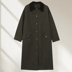 Women’s Long Waterproof Oversized Coat with Cord Collar, Snap Button Placket and Flap Pockets Fashion Glam