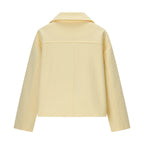 Women’s short coat in peacoat style made of wool blend with boxy oversized silhouette Fashion Glam