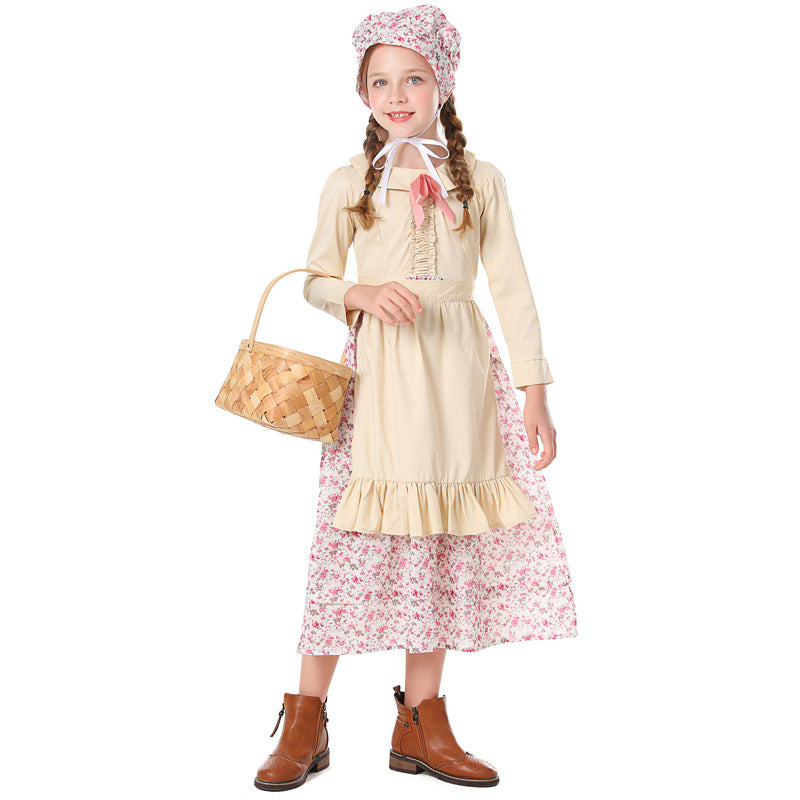 Girls' farmhouse dress with floral details Fashion Glam