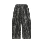 Unisex Wide Cropped Pants with Asymmetrical Layer Inserts, Elastic Waistband, and Coated Structure Fashion Glam