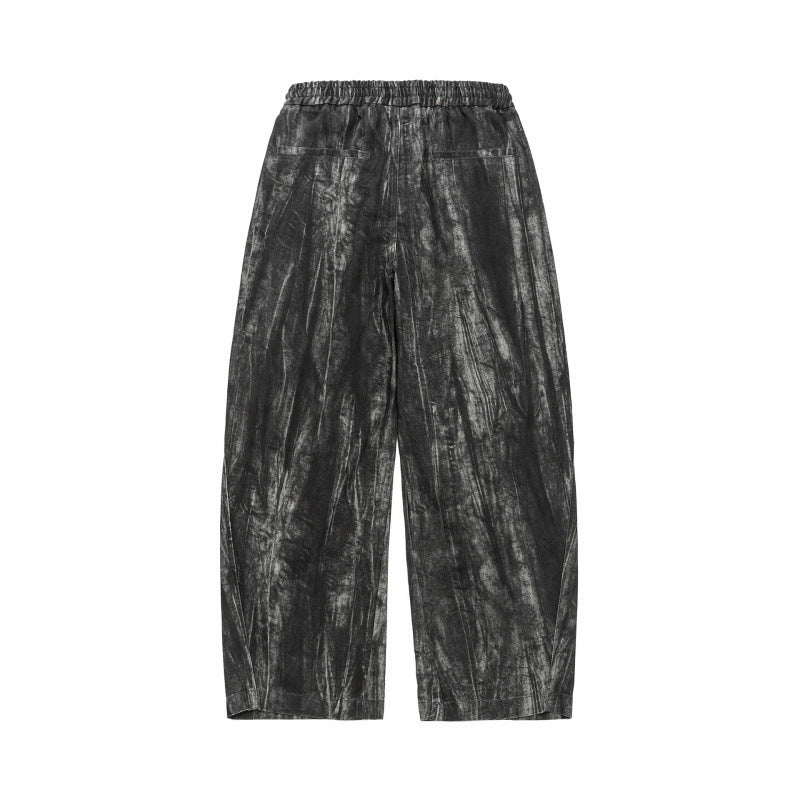 Unisex Wide Cropped Pants with Asymmetrical Layer Inserts, Elastic Waistband, and Coated Structure Fashion Glam