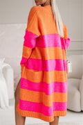 Women's casual knitted coat with large stripes Fashion Glam