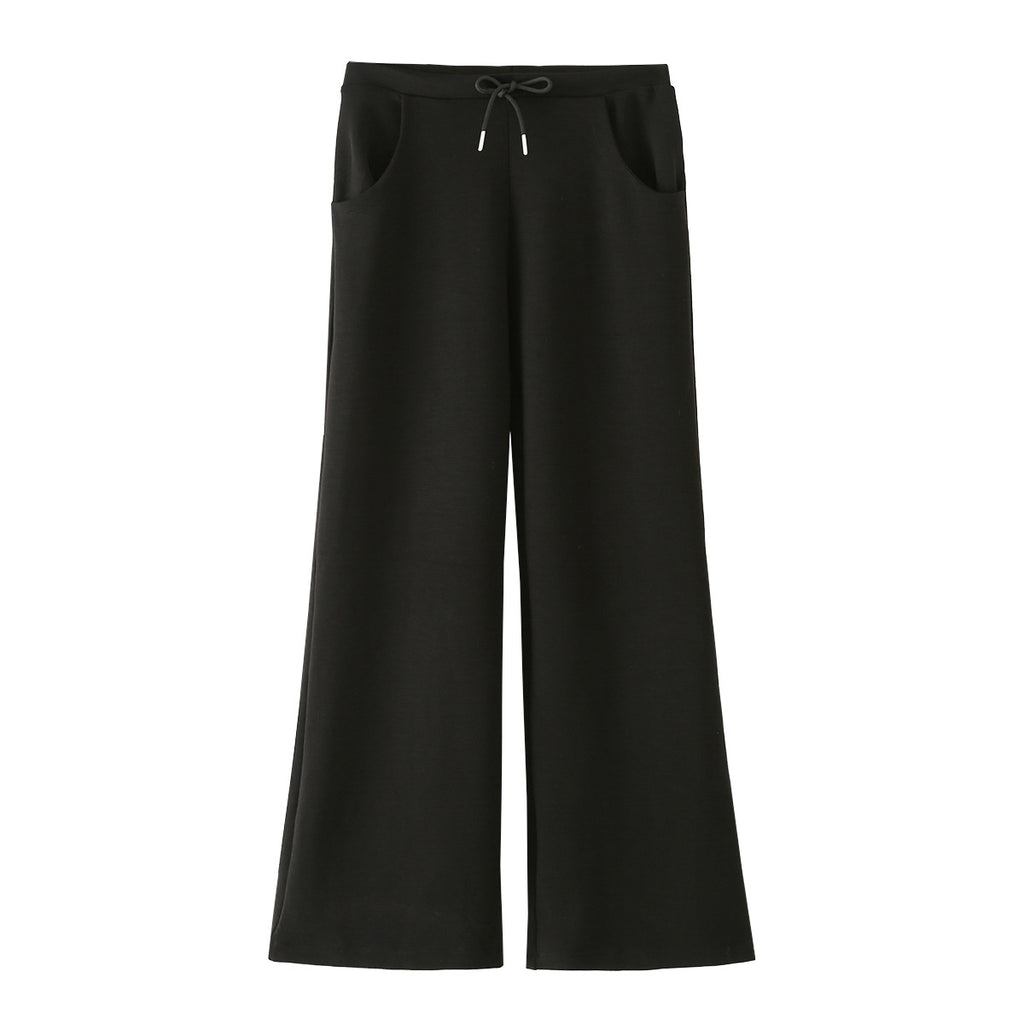 Ladies Wide Lounge Pants with High Waist, Drawstring and Side Pockets Fashion Glam