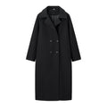 Ladies long coat in a minimalist cocoon cut made of a wool blend with double-breasted button placket Fashion Glam