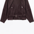 Women Short Suede Look Trench Coat with Waist Belt and Zipper Details Fashion Glam