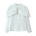 Women's cape blazer with double capelet, stand-up collar and fitted silhouette Fashion Glam