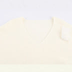 Ladies fine knit mini dress with deep V-neckline and layered faux fur sleeves Fashion Glam