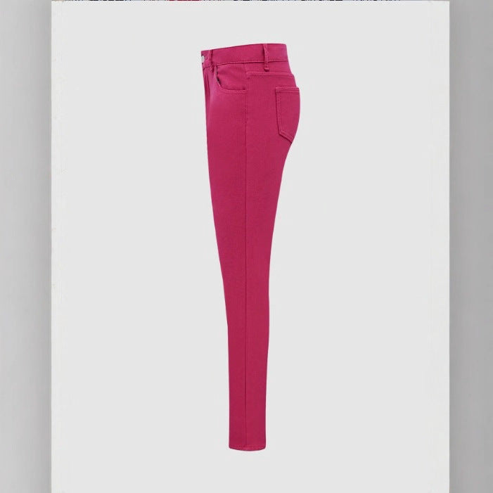 Women High-waisted Thermo-Sculpting Skinny Jeans with Fleece Lining and Shaping Stretch Band Fashion Glam