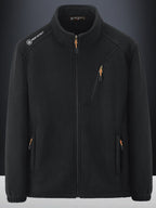 Men's Warm Microfleece Outdoor Jacket with Chest Zipper, Side Pockets and Stand-Up Collar Fashion Glam