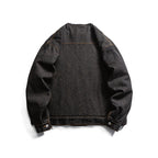 Men's Round Neck Denim Jacket in Boxy Cut with Contrast Stitching and Flap Pockets Fashion Glam